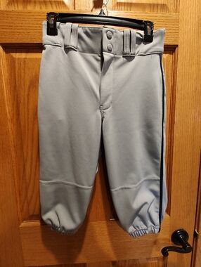 Champro Youth Baseball Pants/Knickers, Gray with Navy Side Stripe, Large